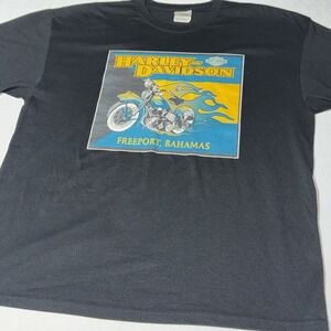 Harley Davidson‎ T Shirt Men's XL Freeport Bahamas Black Graphic Motorcycle